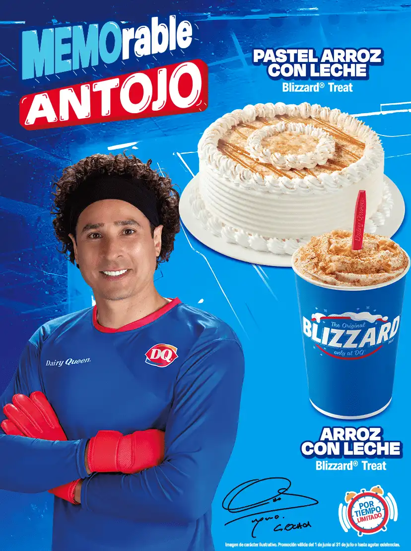 Banner horizontal Dairy Queen MEMOrable Antojo con Pastel Arroz con Leche y Blizzard Treat, promocion por tiempo limitado.